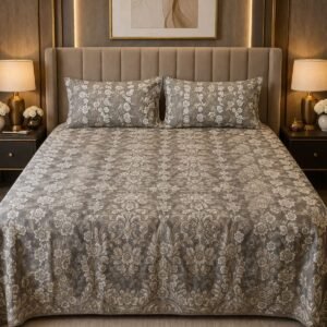 Pewter Damask Bedsheet