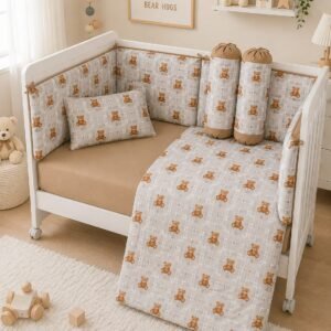 Teddy Plaid Crib Set
